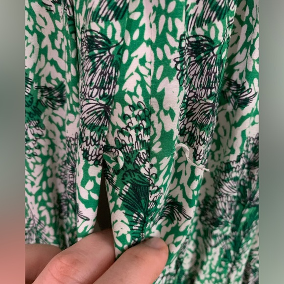 Boden Long Sleeved Dress 16 Selina Kelly Green Floral Knee Length - Picture 10 of 13